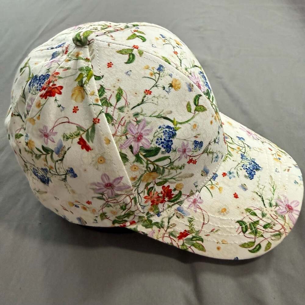 Giani Bernini Botanical Floral Print Baseball Cap Hat Adjustable White - Picture 4 of 7
